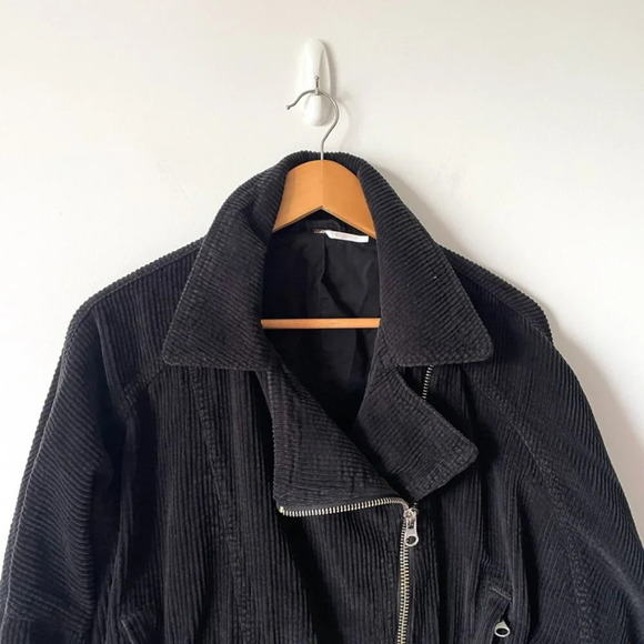 Free People Slouchy Corduroy Dolman  Moto Jacket Black Size Small - Picture 5 of 8